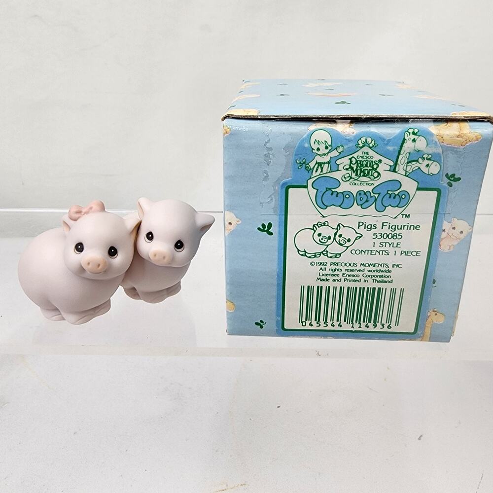 Precious Moments 1993 Noahs Ark Two By Two Replacement Pigs in Orig Box 1"